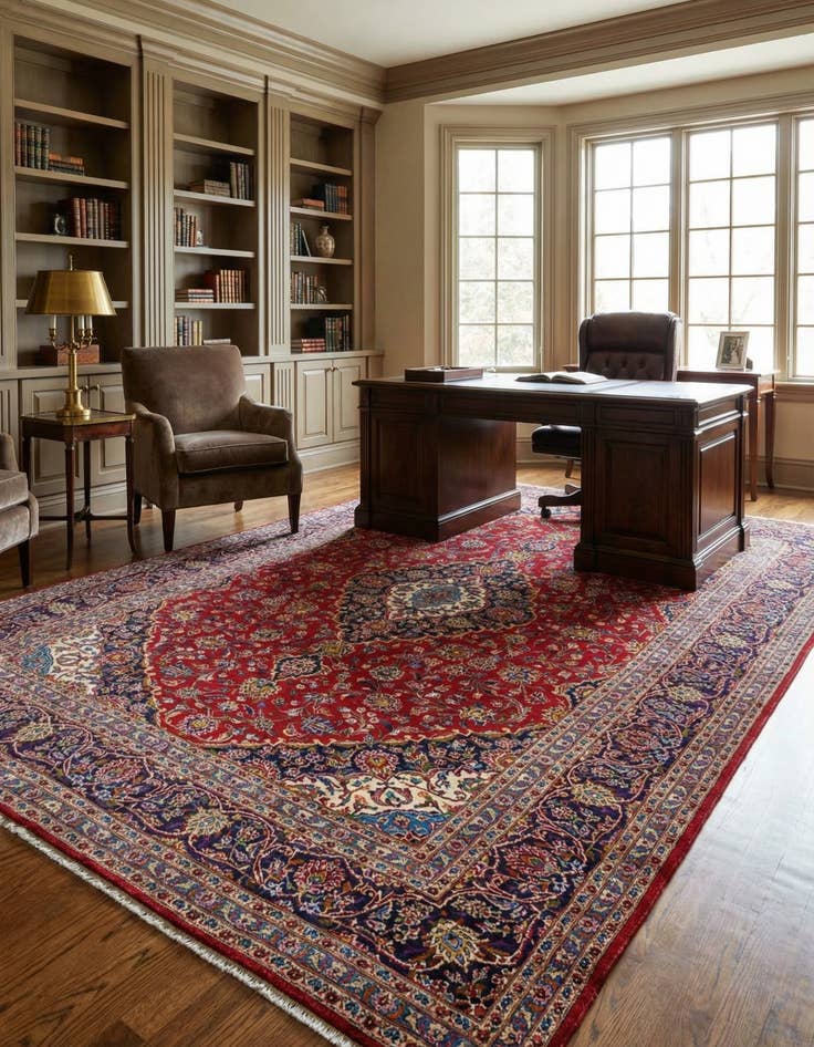 Detail image of  9' 10 x 13' 5  Hand Knotted Kashan Persian Wool Rug