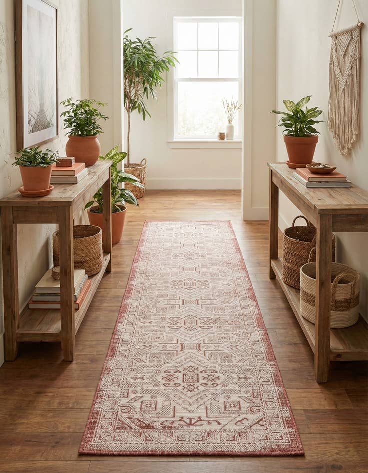 Detail image of 2' 7 x 12'  Washable Aztec Indoor / Outdoor Runner Rug