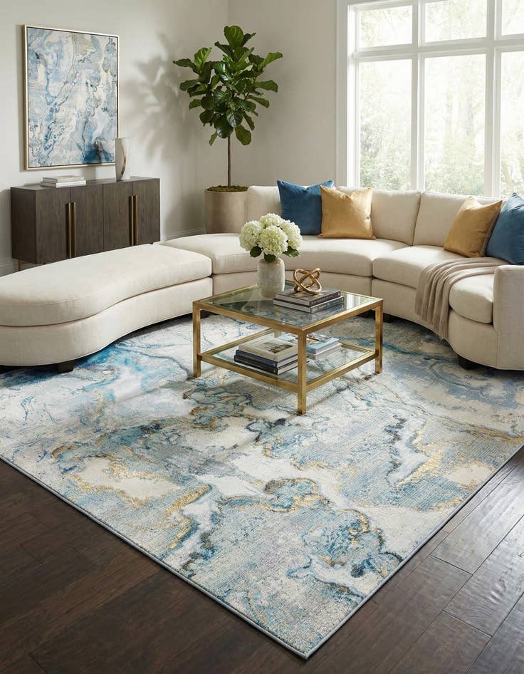 Detail image of  10' x 10'  Washable Modern Indoor / Outdoor Square Rug