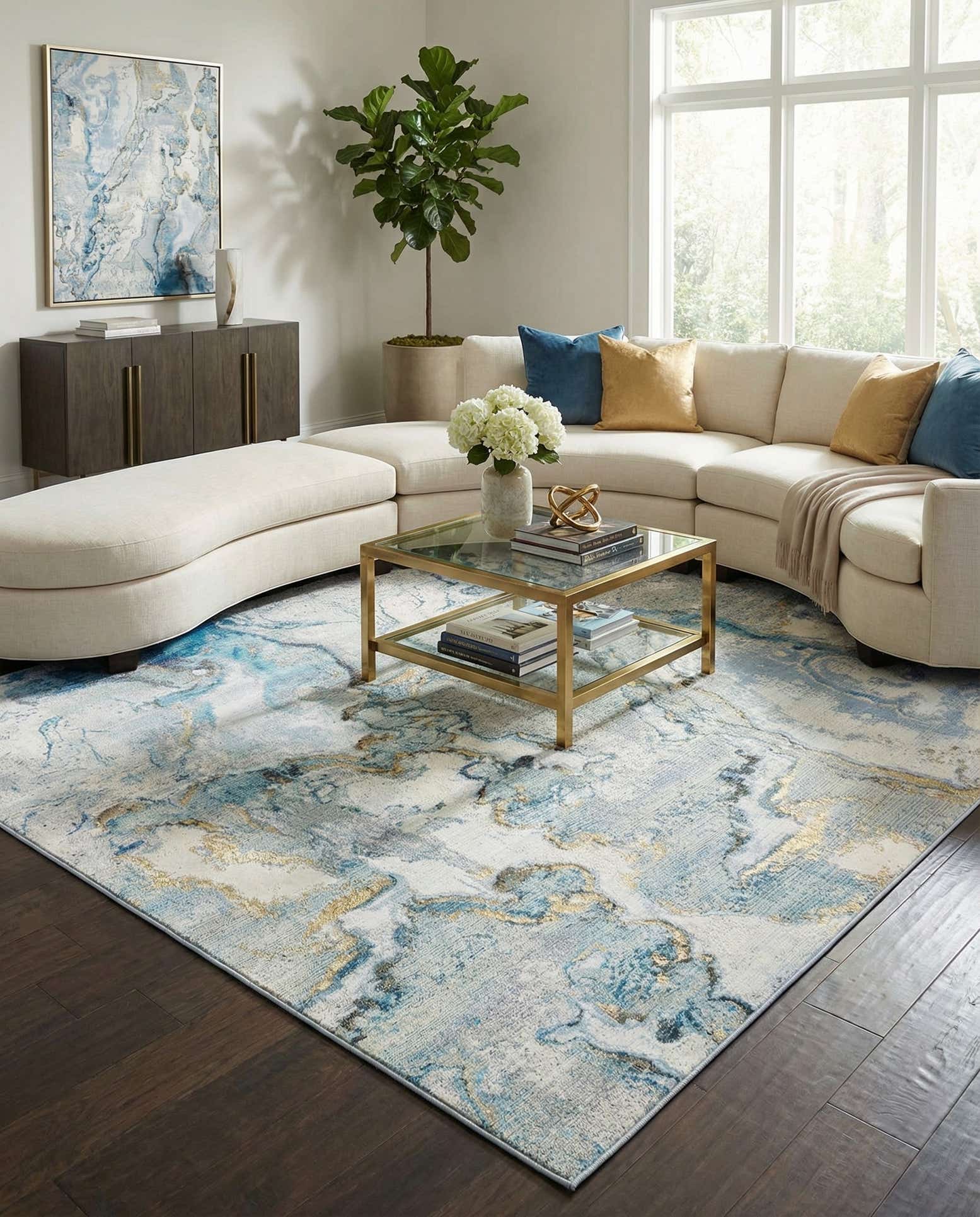 10' x 10' Easy-Clean Modern Indoor / Outdoor Square Rug