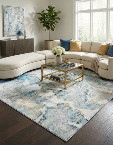 10' x 10' Easy-Clean Modern Indoor / Outdoor Square Rug