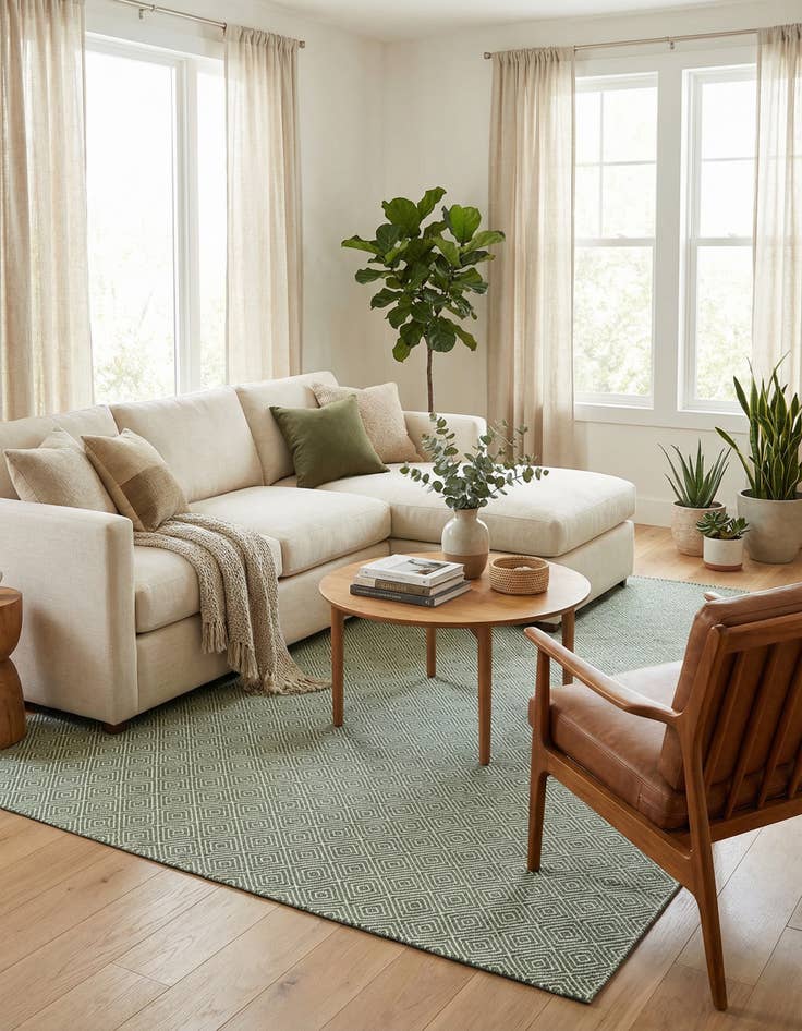 Detail image of  7' 10 x 10'  Hand Woven Geo Trellis Flatweave Rug