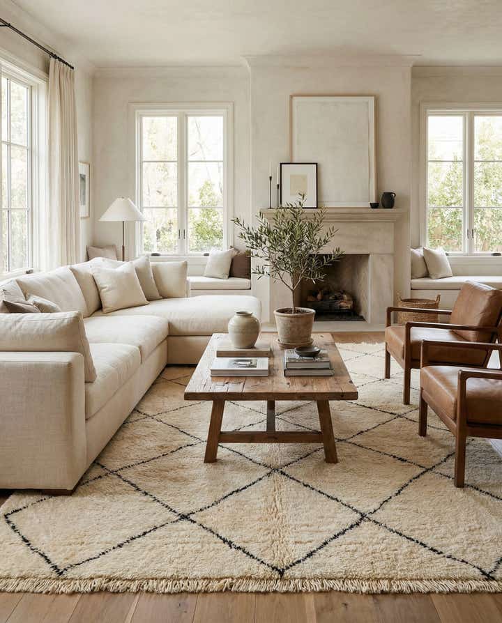 7' 1 x 9' 10 Hand Knotted Moroccan Wool Rug