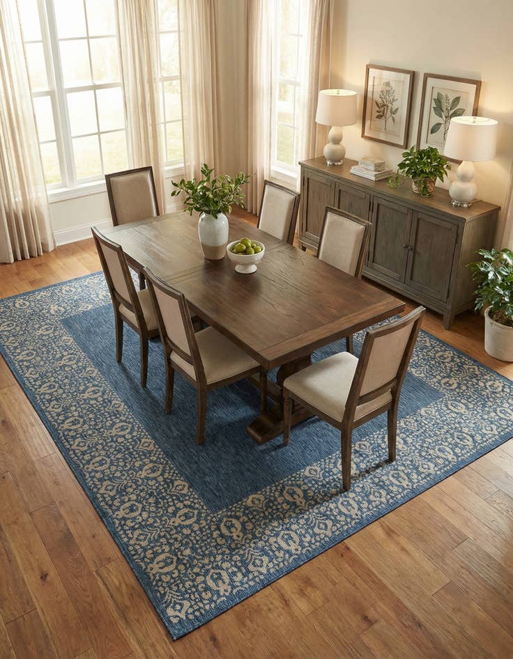 Detail image of 13' x 13' Easy-Clean Border Indoor / Outdoor Square Rug