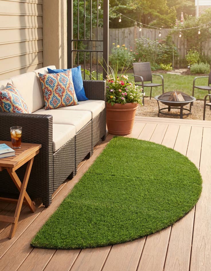 Detail image of 3' x 6'  Washable Grass Indoor / Outdoor Hearth Rug