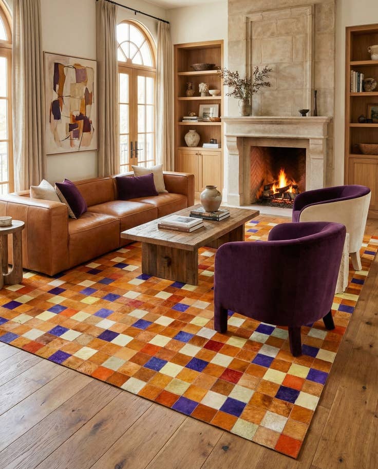 Detail image of 8' 9 x 9' 11 Cowhide - Patchwork Rug