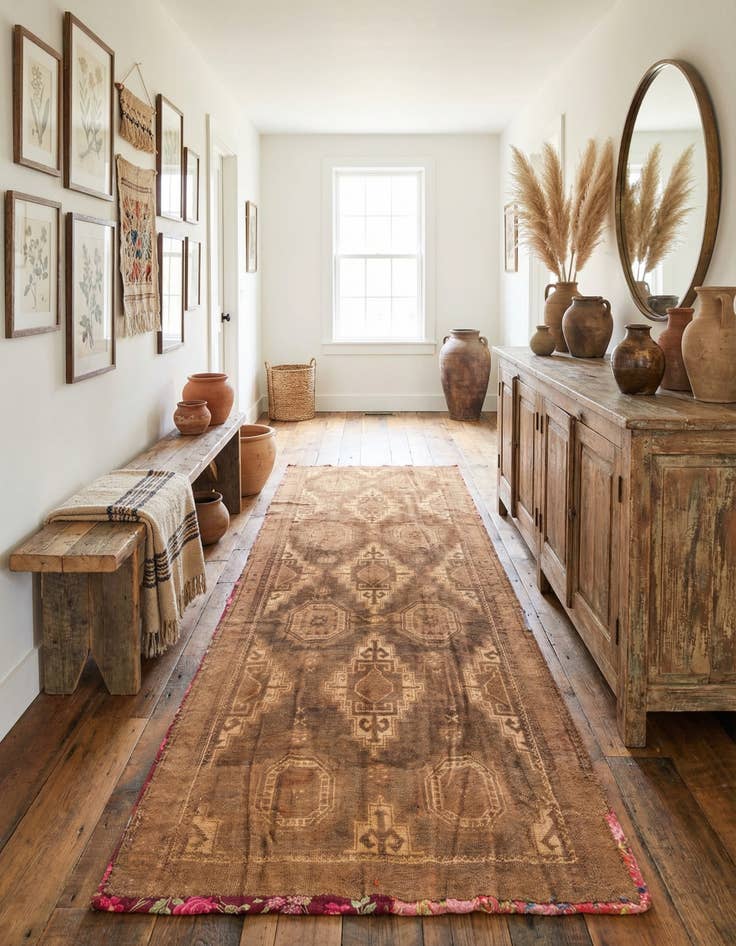 Detail image of 3' 9 x 10'  Hand Knotted Balouch Persian Wool Runner Rug