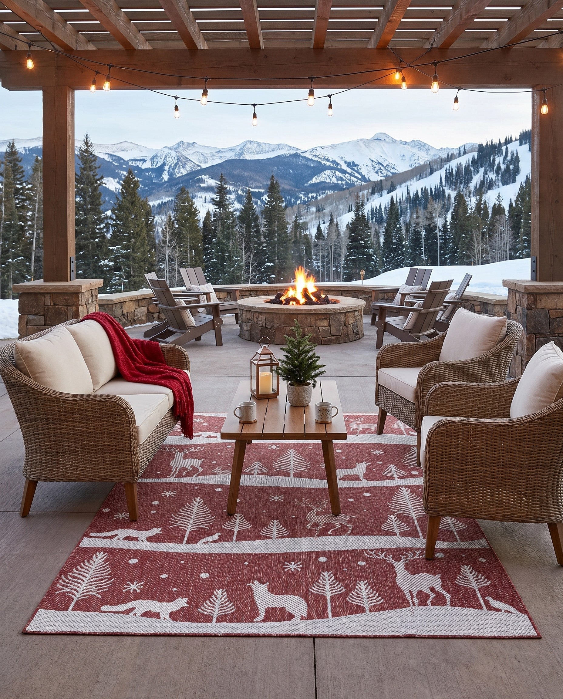 5' 3 x 8' Easy-Clean Holiday Indoor / Outdoor Rug