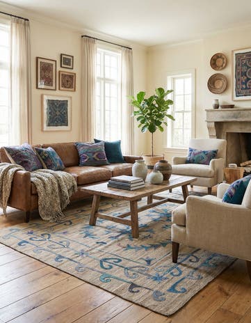 5' 10 x 7' 1 Hand Woven Kilim Suzani Wool Rug