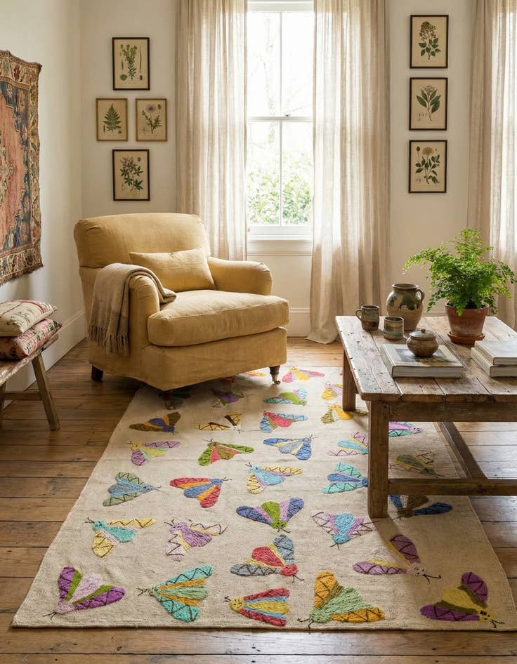 Detail image of 4' 1 x 5' 7  Hand Woven Kilim Suzani Wool Rug