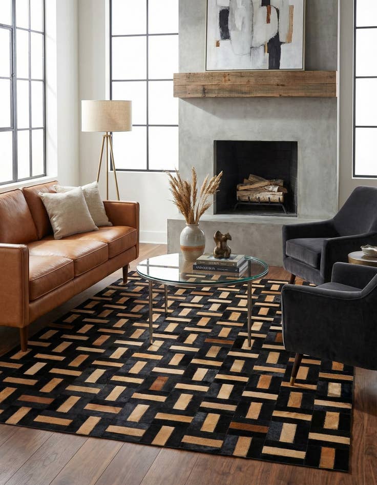 Detail image of  5' 1 x 7' 11 Cowhide - Patchwork Rug