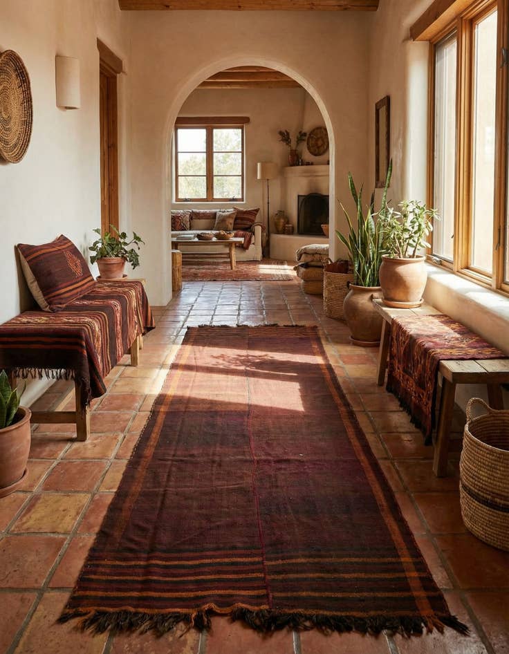 Detail image of 4' 5 x 11' 5  Hand Woven Kilim Fars Wool Runner Rug