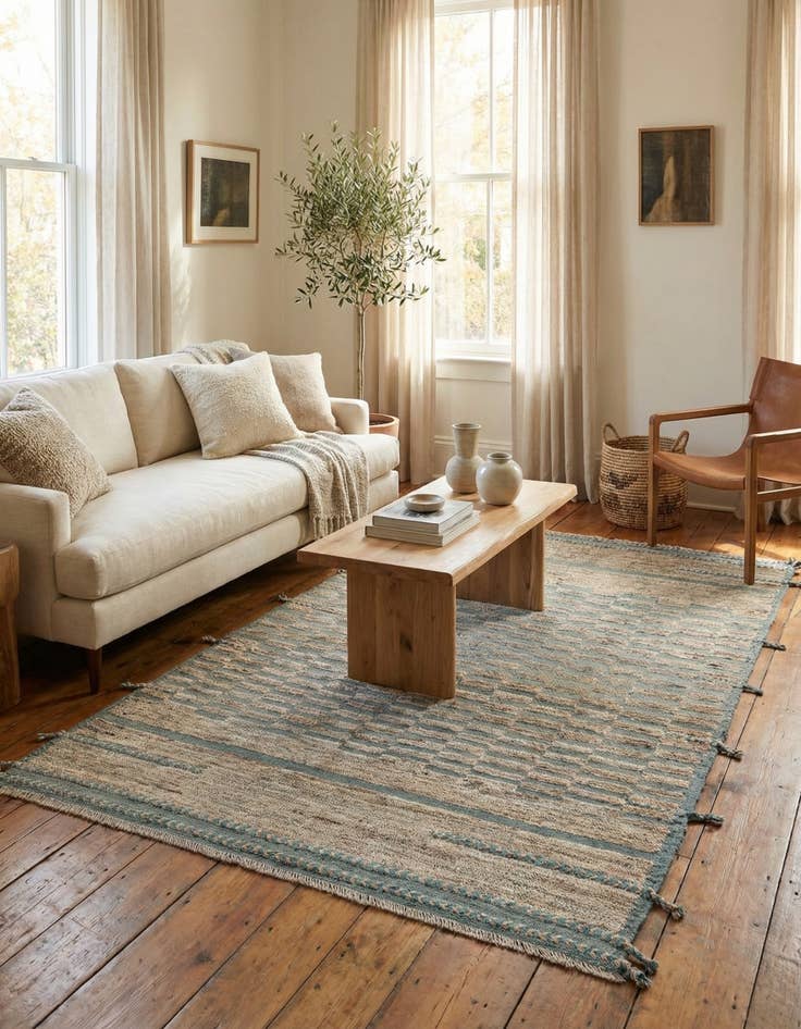 Detail image of 5' 4 x 7' 2 Hand Knotted Moroccan Wool Rug