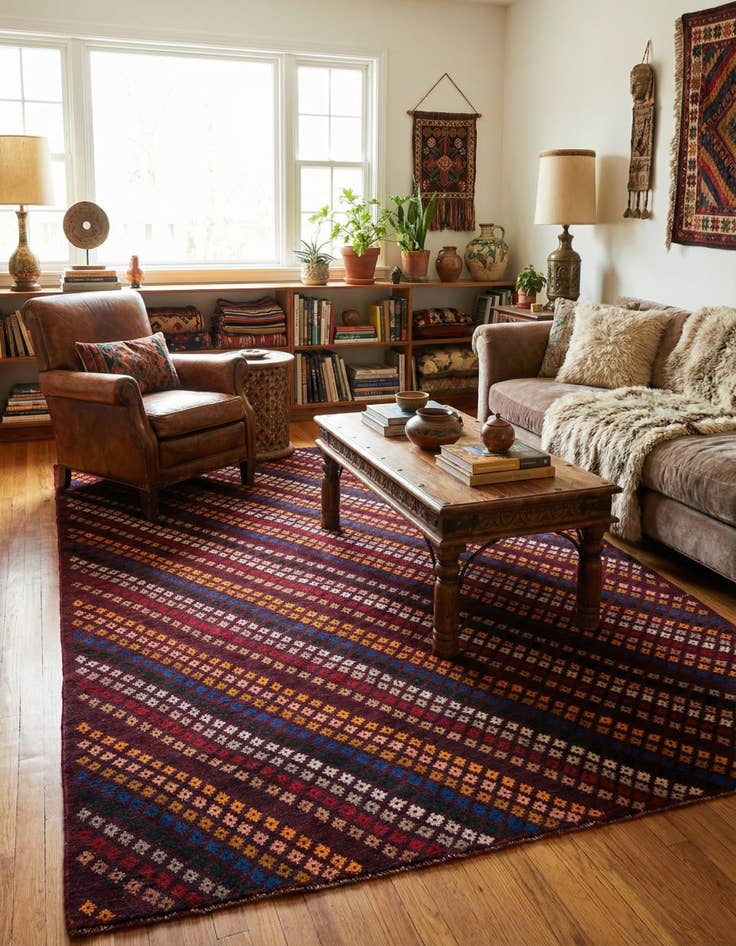 Detail image of  7' x 9' 9  Hand Knotted Balouch Wool Rug