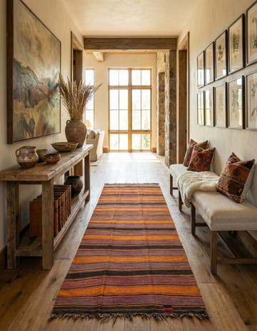 4' 8 x 12' 1 Hand Woven Kilim Fars Wool Runner Rug