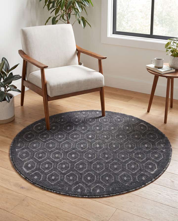 4' x 4' Easy-Clean Trellis Textured Indoor / Outdoor Round Rug