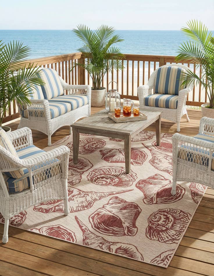 Detail image of 7' 10 x 10'  Washable Coastal Indoor / Outdoor Rug