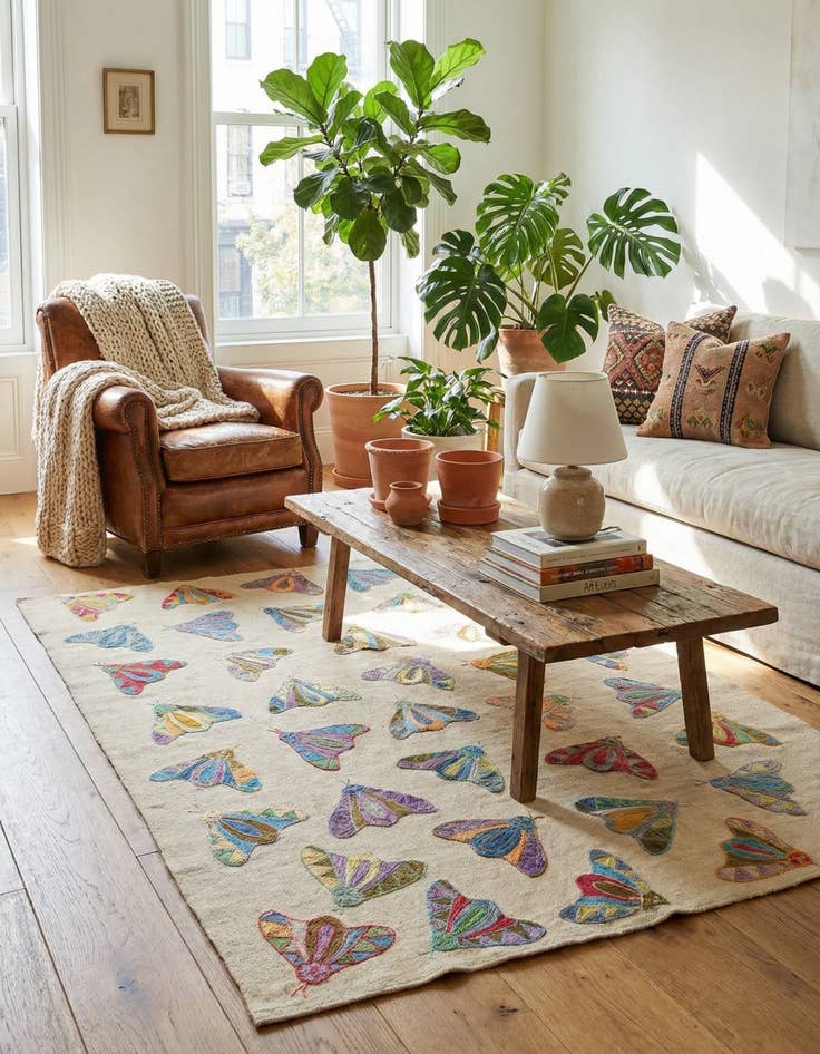 Detail image of 4' 2 x 5' 8  Hand Woven Kilim Suzani Wool Rug