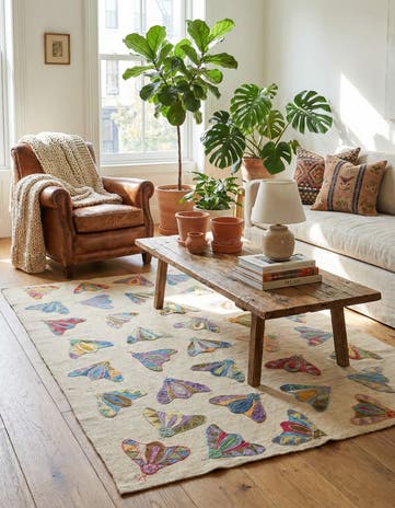 4' 2 x 5' 8 Hand Woven Kilim Suzani Wool Rug