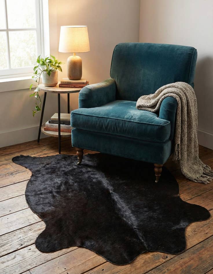 Detail image of 2' 1 x 2' 10 Cowhide Leather Rug