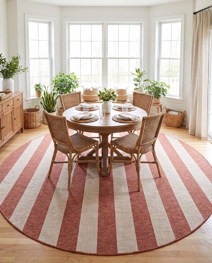 Detail image of 10' x 10' Easy-Clean Ribbon Indoor / Outdoor Round Rug