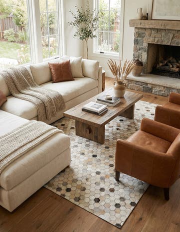 4' 9 x 7' 11 Cowhide Stocks Rug