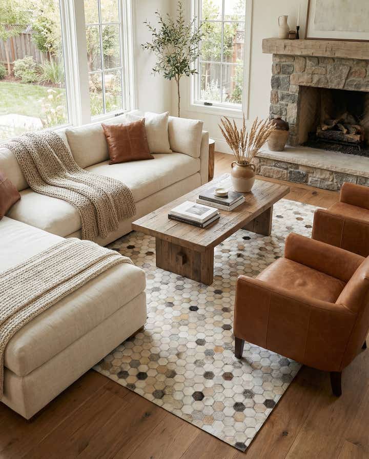 4' 9 x 7' 11 Cowhide Stocks Rug