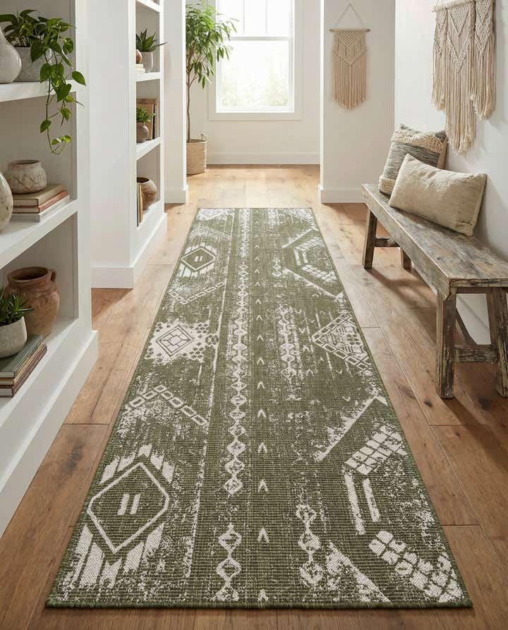 2' 7 x 12' Easy-Clean Bohemian Indoor / Outdoor Runner Rug
