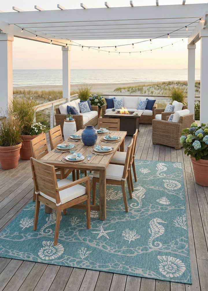 10' x 14' Easy-Clean Coastal Indoor / Outdoor Rug