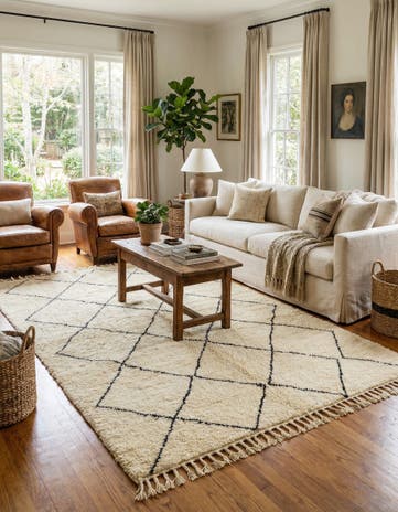 6' 8 x 9' 2 Hand Knotted Moroccan Wool Rug