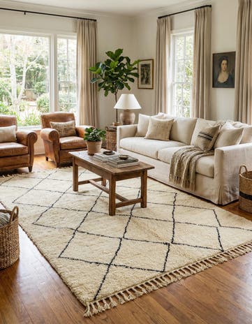 6' 8 x 9' 2 Hand Knotted Moroccan Wool Rug