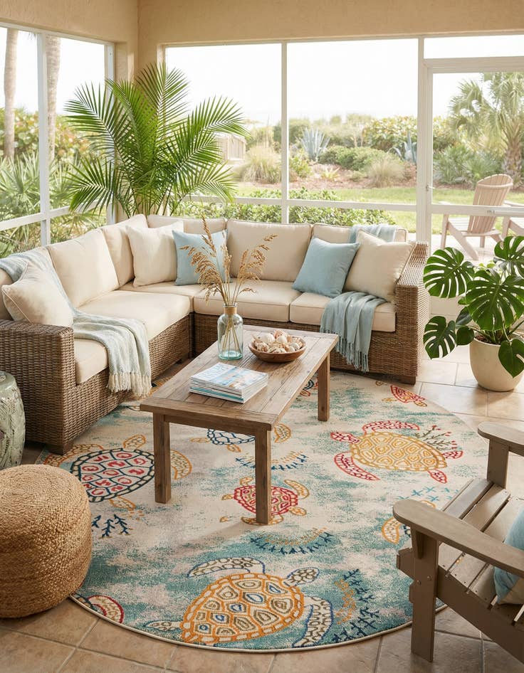 Detail image of 10' x 10'  Washable Capri Round Rug