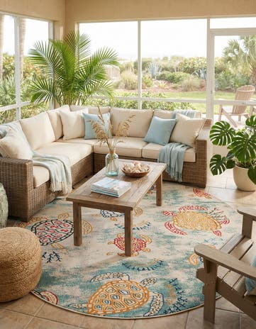 Beige Washable Amalfi Round Rug