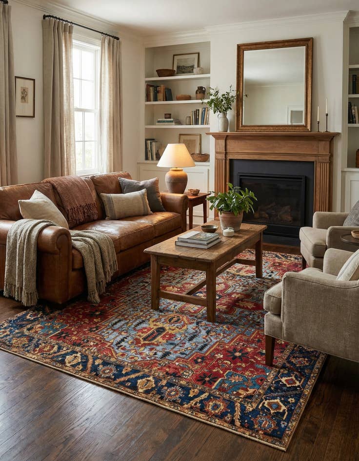 Detail image of  7' 10 x 10'  Washable Traditional Indoor / Outdoor Rug