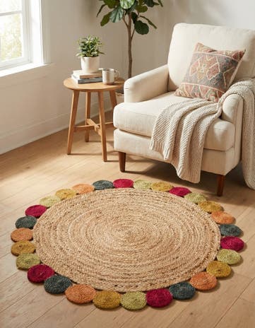 4' 1 x 4' 1 Handmade Braided Jute Round Rug