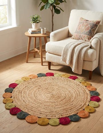 4' 1 x 4' 1 Handmade Braided Jute Round Rug