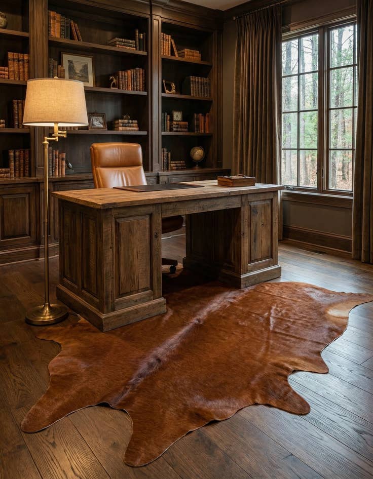 Detail image of 5' 6 x 6' 11 Cowhide Leather Rug