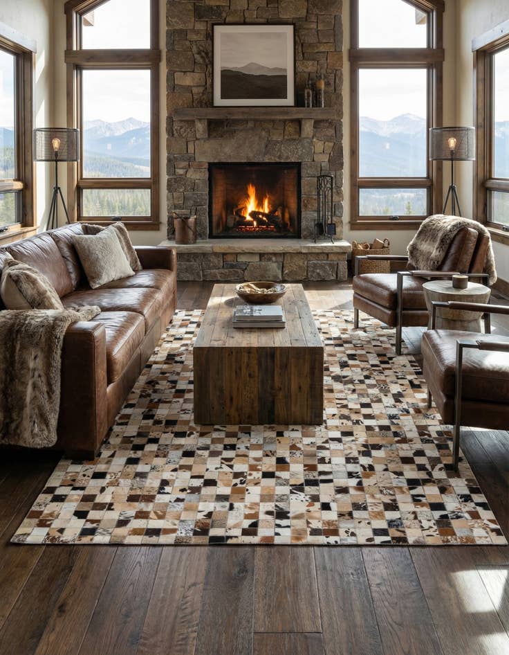 Detail image of  5' x 7' 10 Cowhide Leather Rug