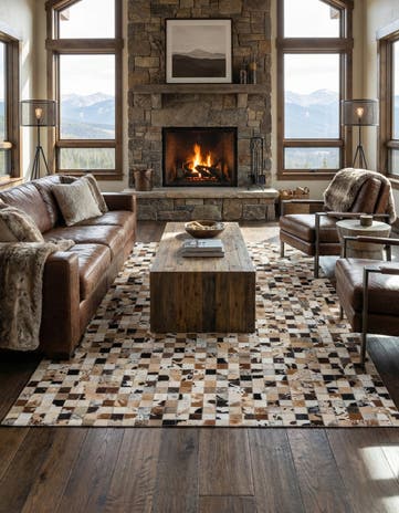 5' x 7' 10 Cowhide Leather Rug