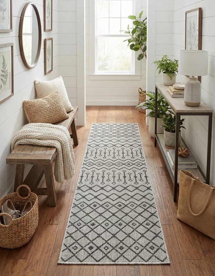 Detail image of 2' x 8'  Washable Trellis Indoor / Outdoor Runner Rug
