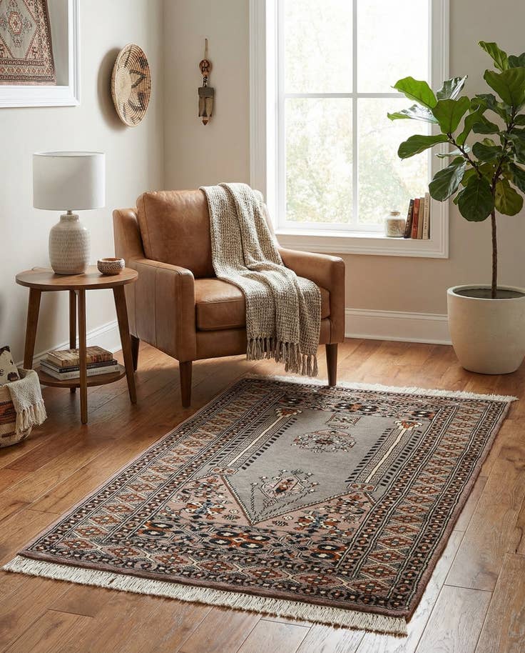 Detail image of 2' 7 x 4' 8 Hand Knotted Bokhara Oriental Wool Rug