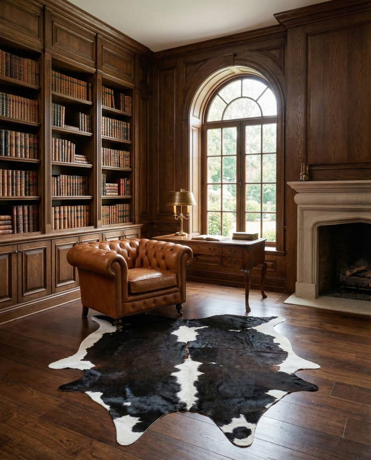 Detail image of 6' 1 x 6' 8 Cowhide Leather Square Rug