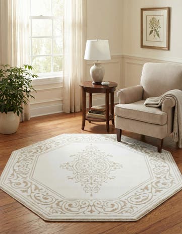 Snow White Hermitage Octagon Rug