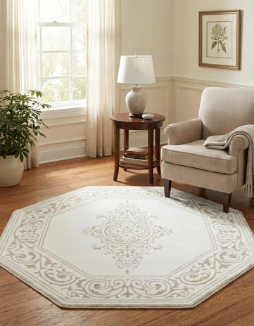 Snow White Hermitage Octagon Rug