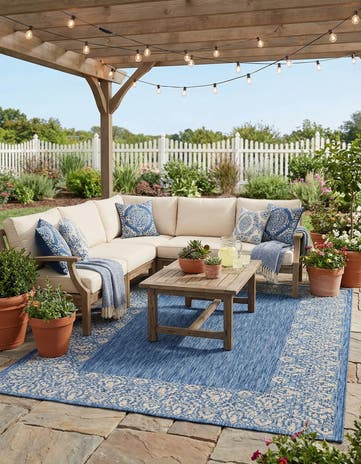 7' 10 x 11' Easy-Clean Border Indoor / Outdoor Rug