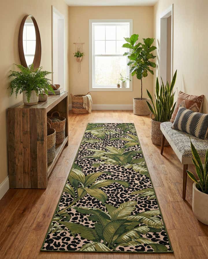 2' 7 x 11' Easy-Clean Botanical Indoor / Outdoor Runner Rug