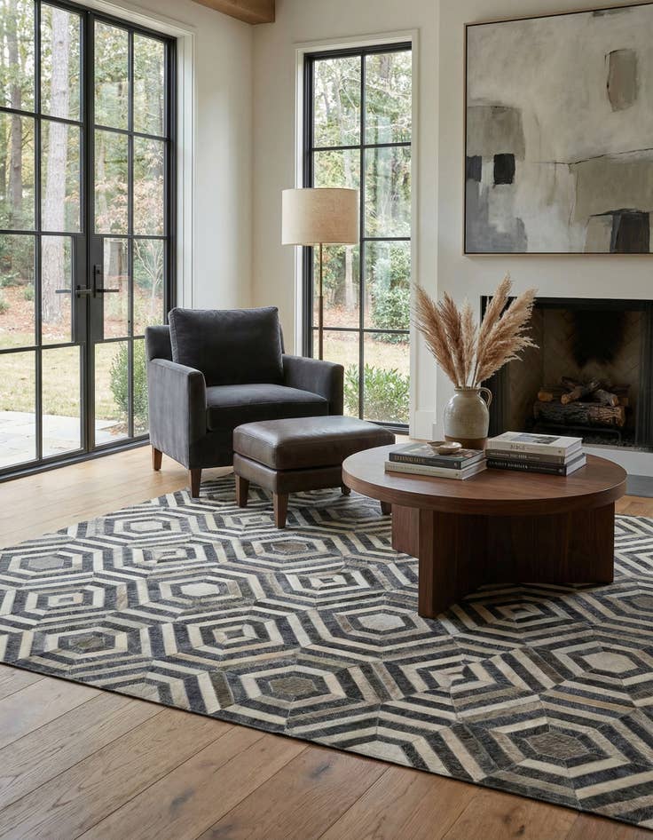 Detail image of 5' 1 x 8' Cowhide - Patchwork Rug