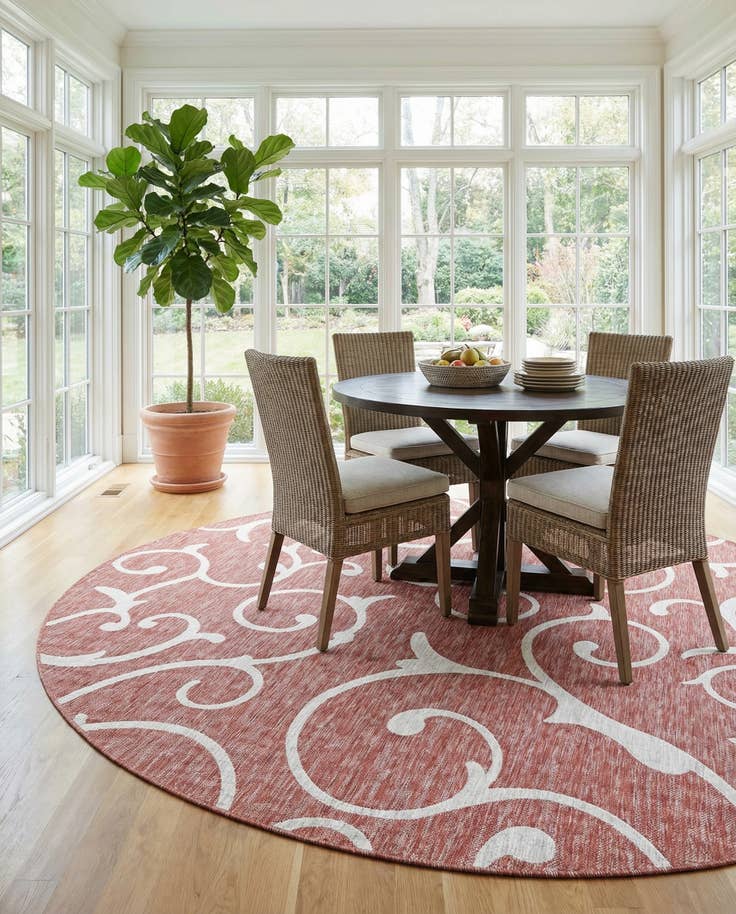 Detail image of 13' x 13' Easy-Clean Botanical Indoor / Outdoor Round Rug