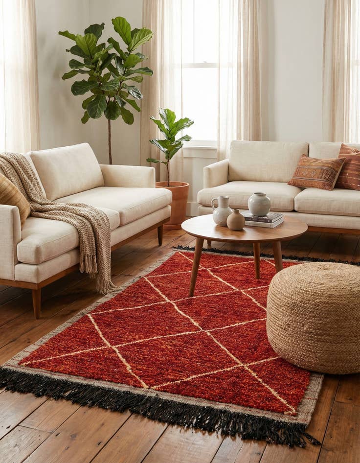 Detail image of 4' 2 x 6' 5 Hand Knotted Moroccan Wool Rug