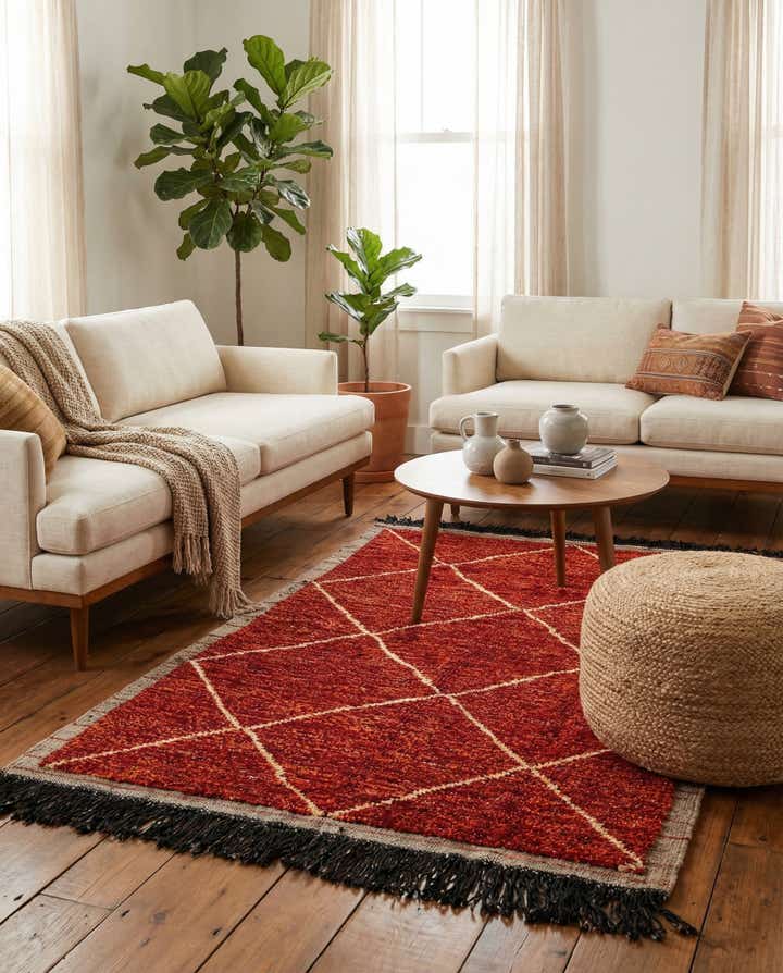 4' 2 x 6' 5 Hand Knotted Moroccan Wool Rug